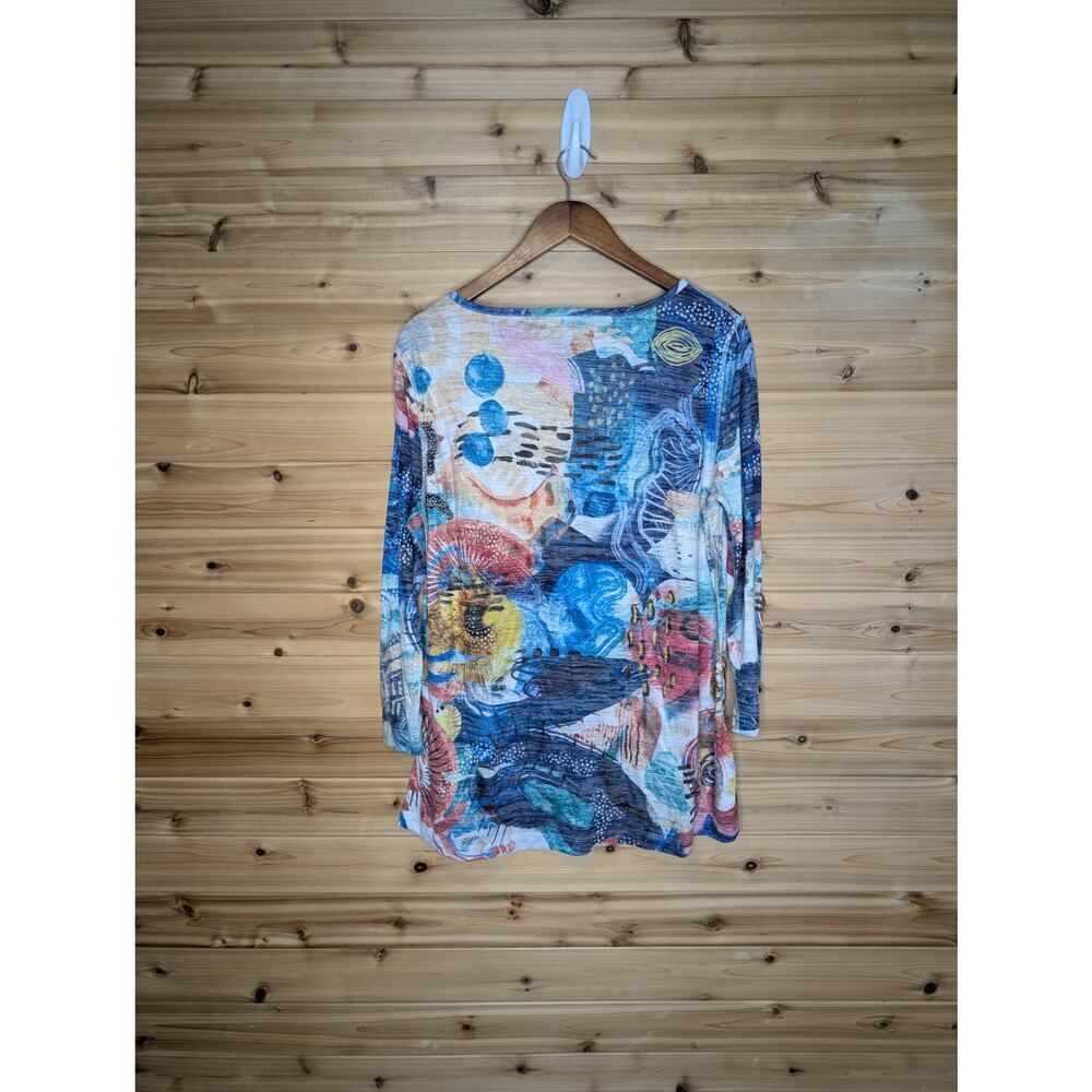 Ali Miles Top Womens Medium Multicolor Abstract‎ Art Blouse - Picture 5 of 11